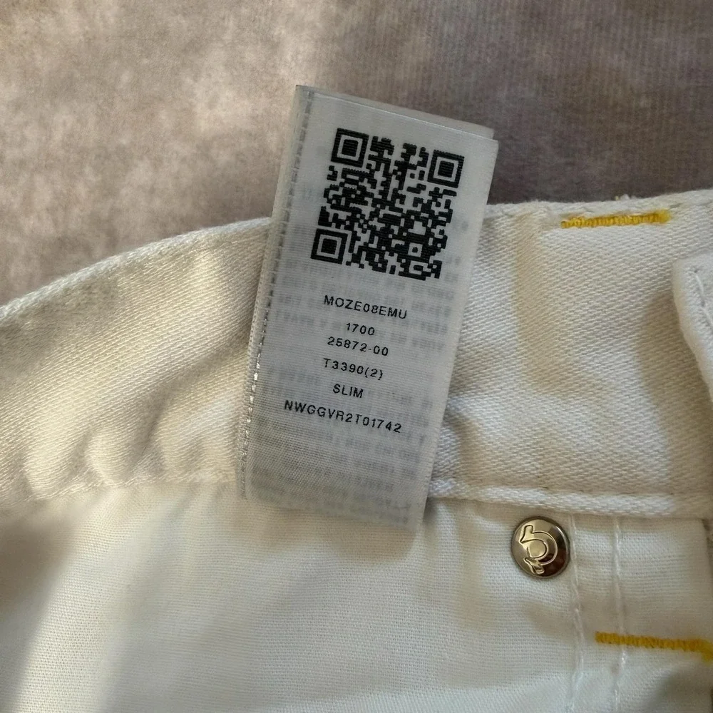 True Religion Section Slim Jeans Mens 36x32 White Denim Straight Distressed
